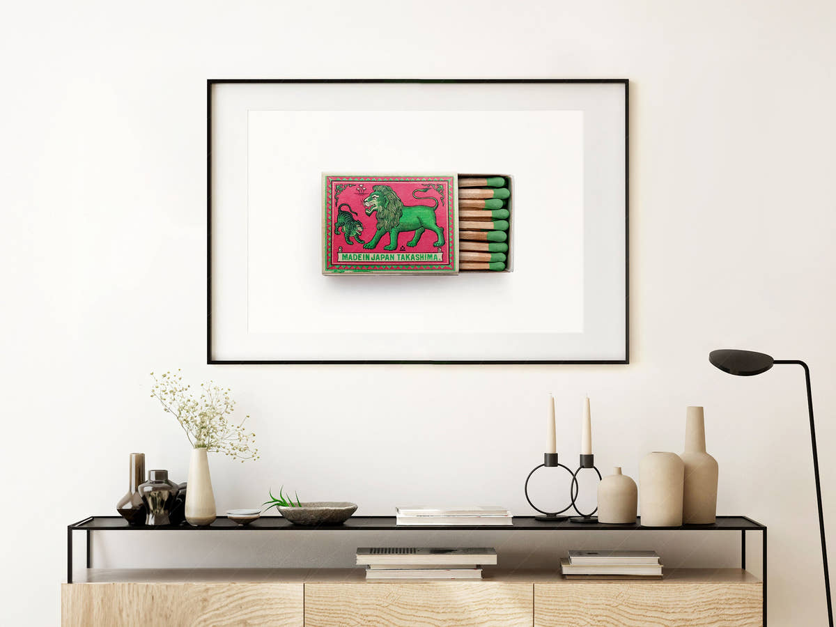 Japanese wall art, Vintage matchbox print, Retro wall art