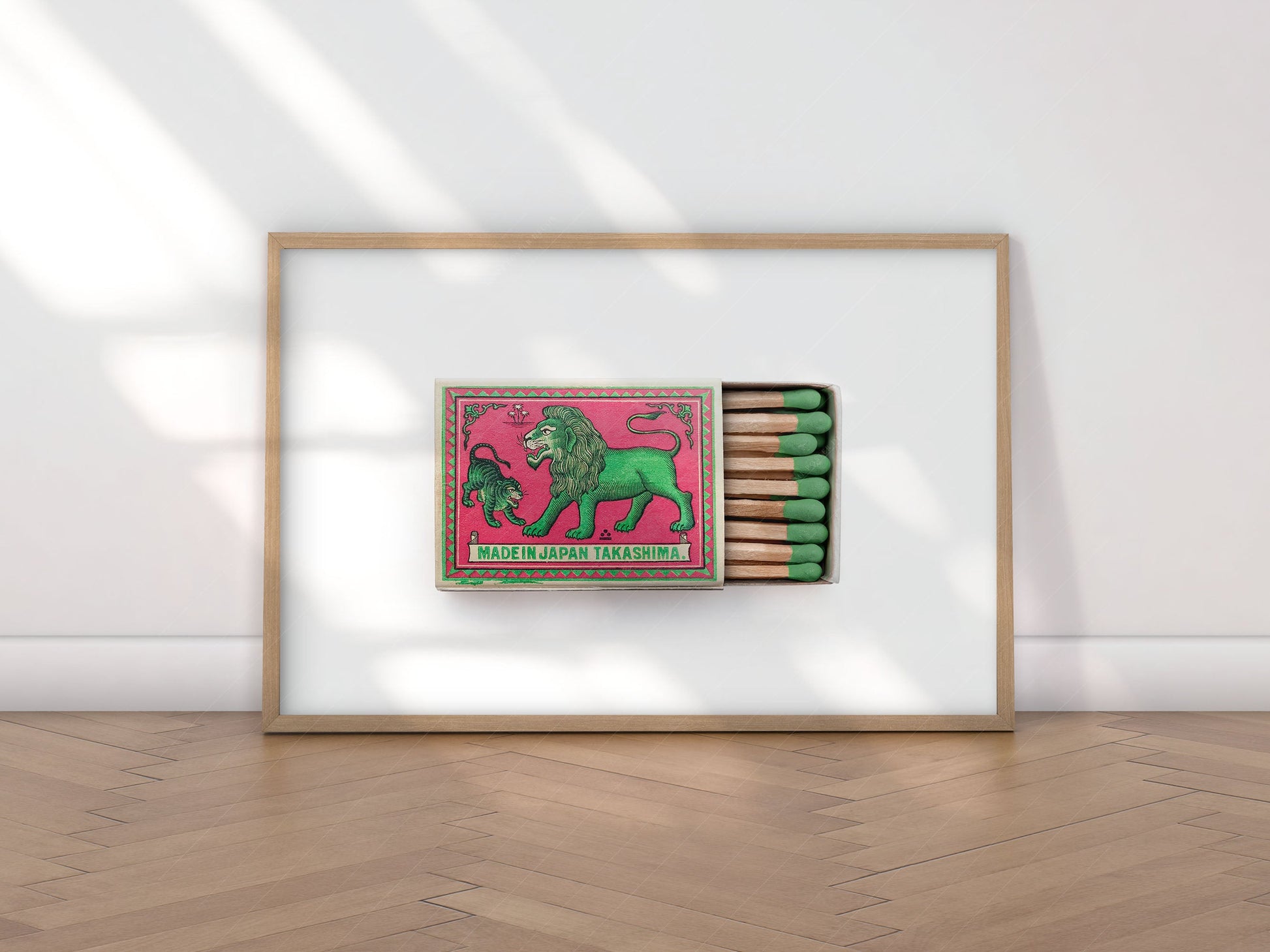 Japanese wall art, Vintage matchbox print, Retro wall art