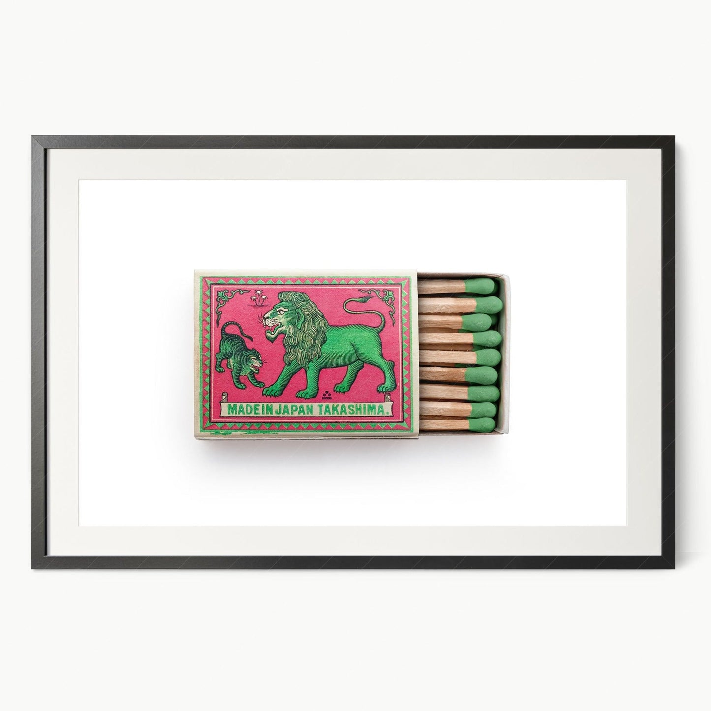 Japanese wall art, Vintage matchbox print, Retro wall art