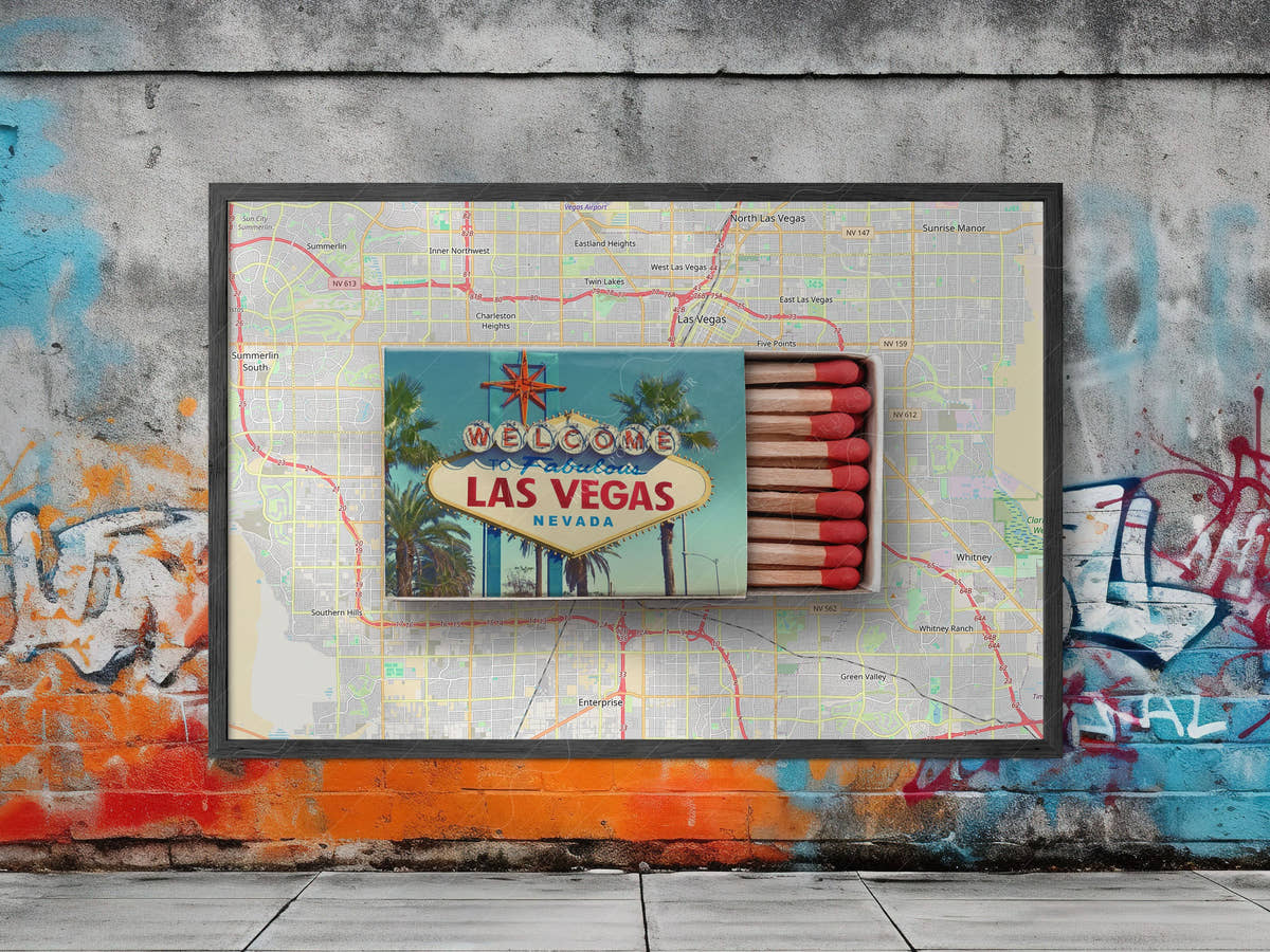 Las Vegas Print, Matchbox Photo, Map City Wall Art