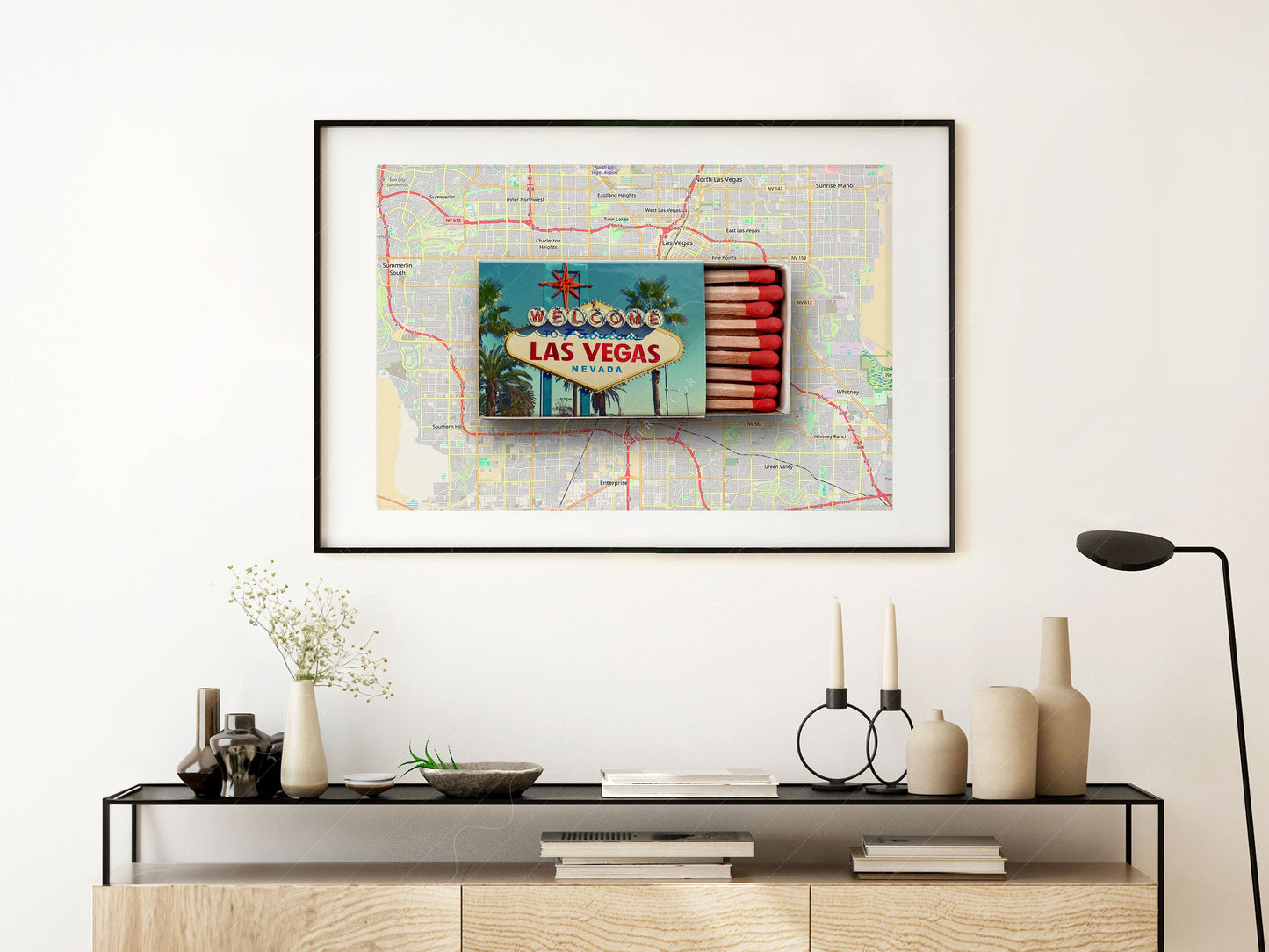 Las Vegas Print, Matchbox Photo, Map City Wall Art