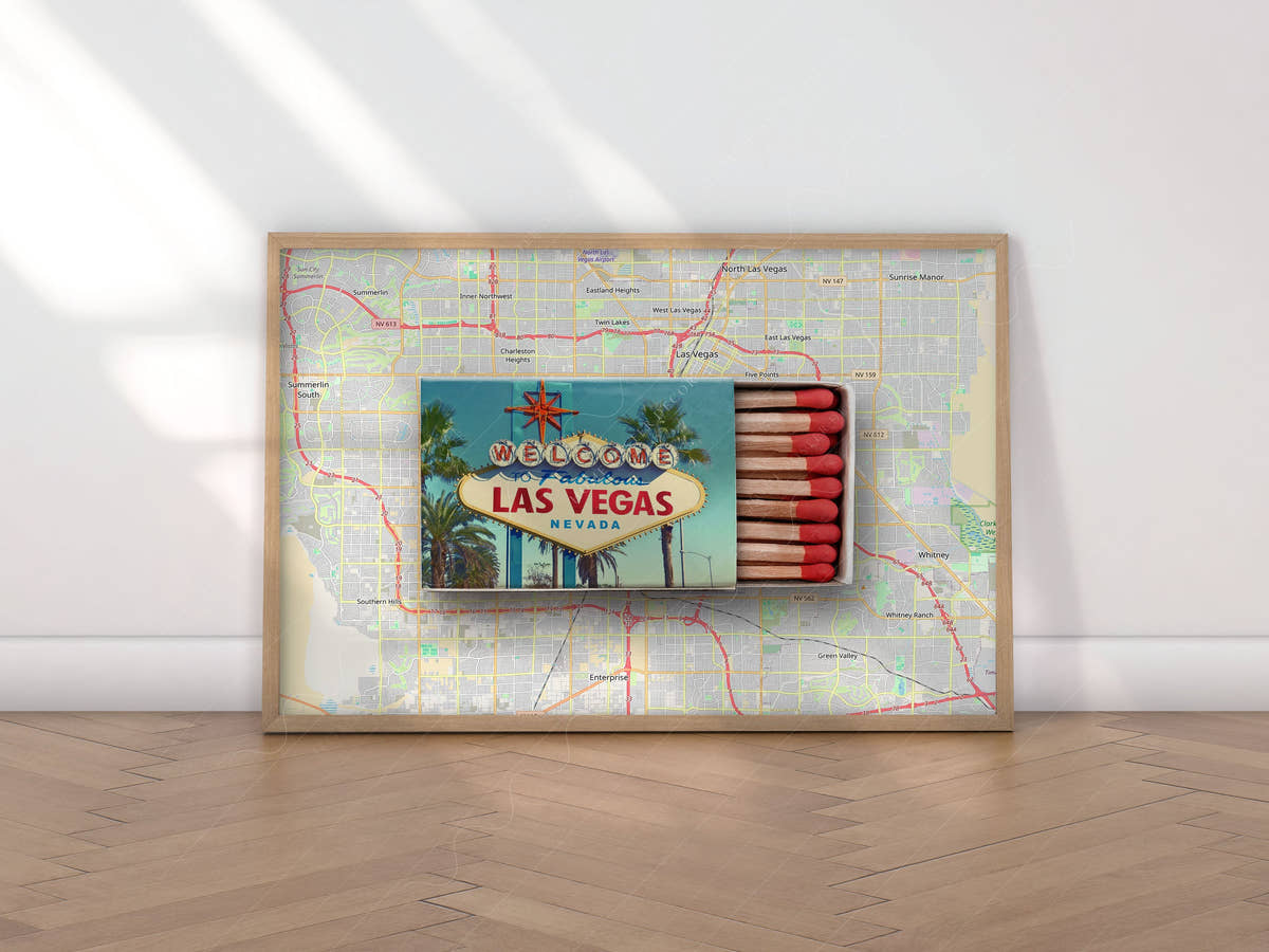 Las Vegas Print, Matchbox Photo, Map City Wall Art