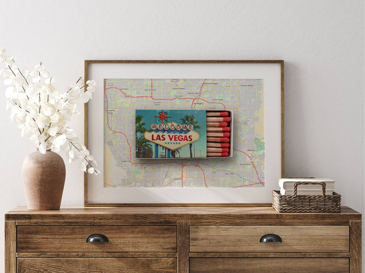 Las Vegas Print, Matchbox Photo, Map City Wall Art