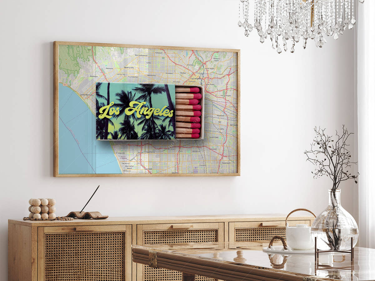 Los Angeles Print, Matchbox Photo, Map City Wall Art