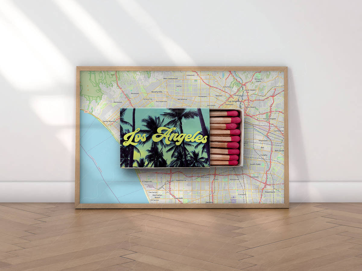 Los Angeles Print, Matchbox Photo, Map City Wall Art