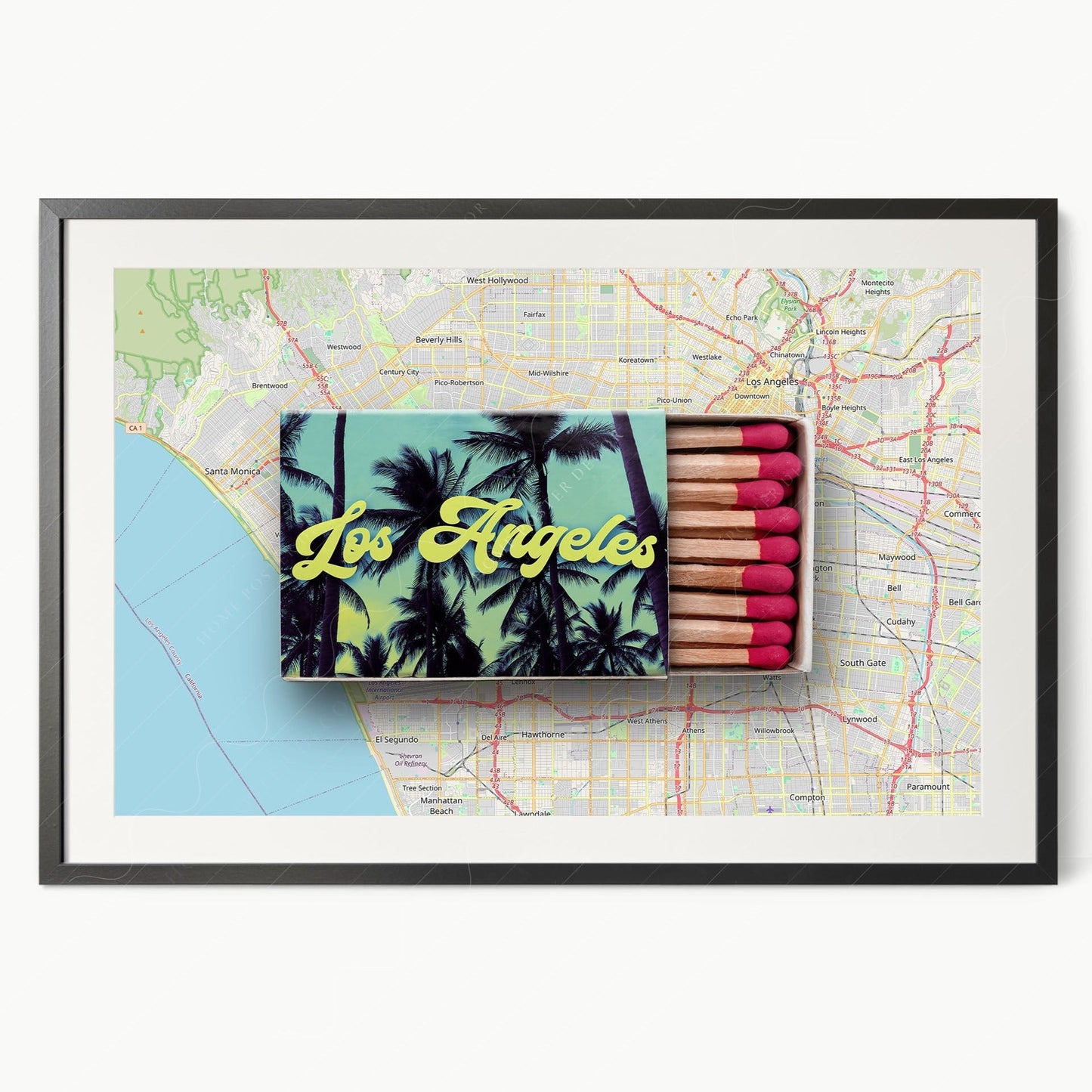 Los Angeles Print, Matchbox Photo, Map City Wall Art