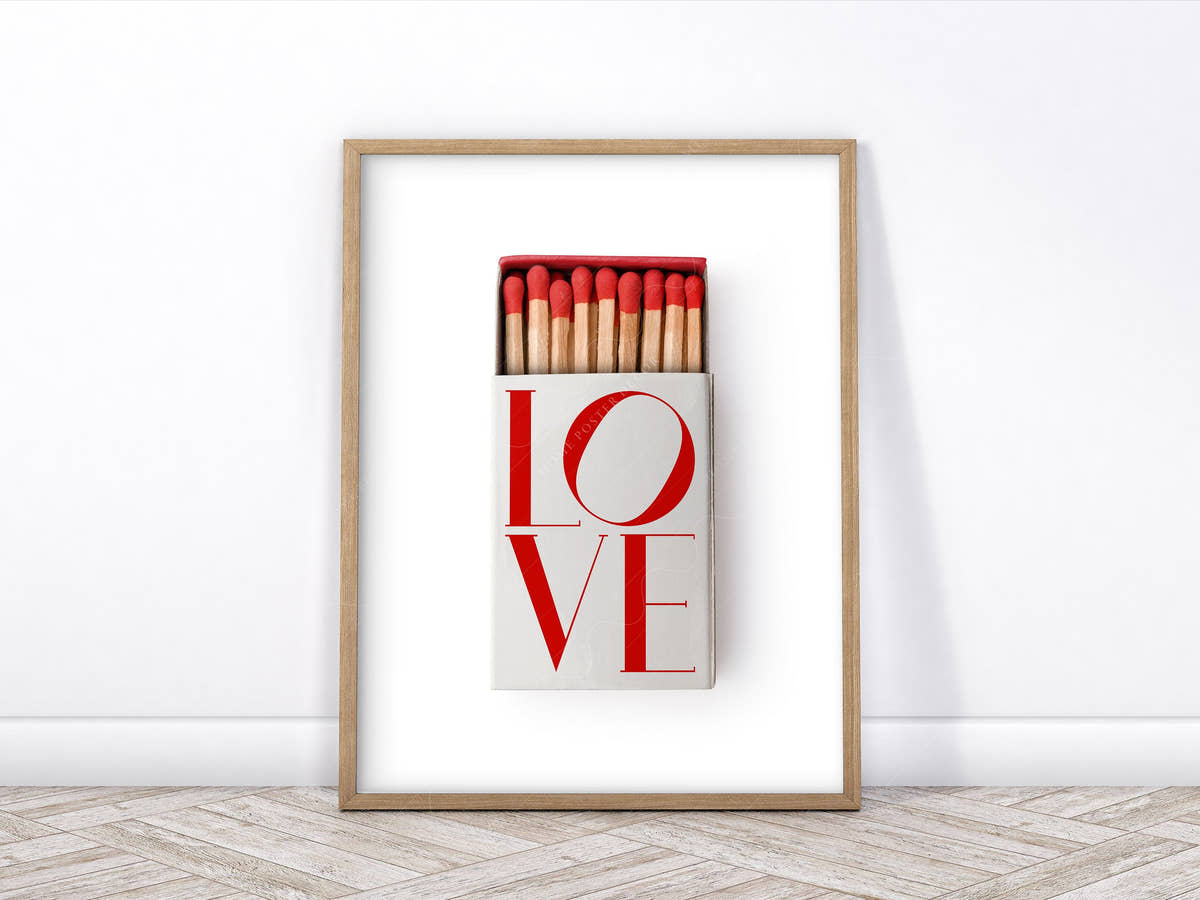Love Poster, Vintage Matchbox, Gift for couple
