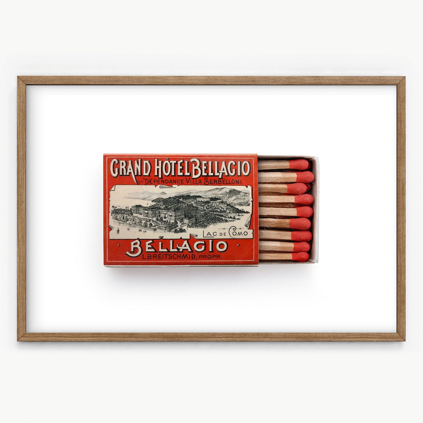 Matchbox print, Italy wall art, Lake Como - Grand Hotel Bellagio