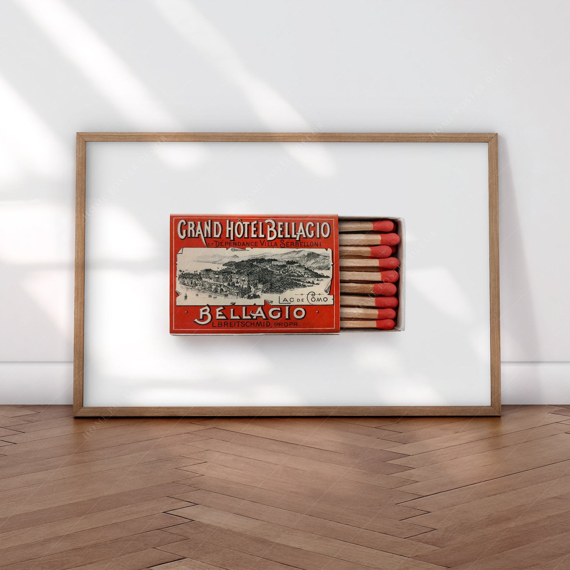 Matchbox print, Italy wall art, Lake Como - Grand Hotel Bellagio