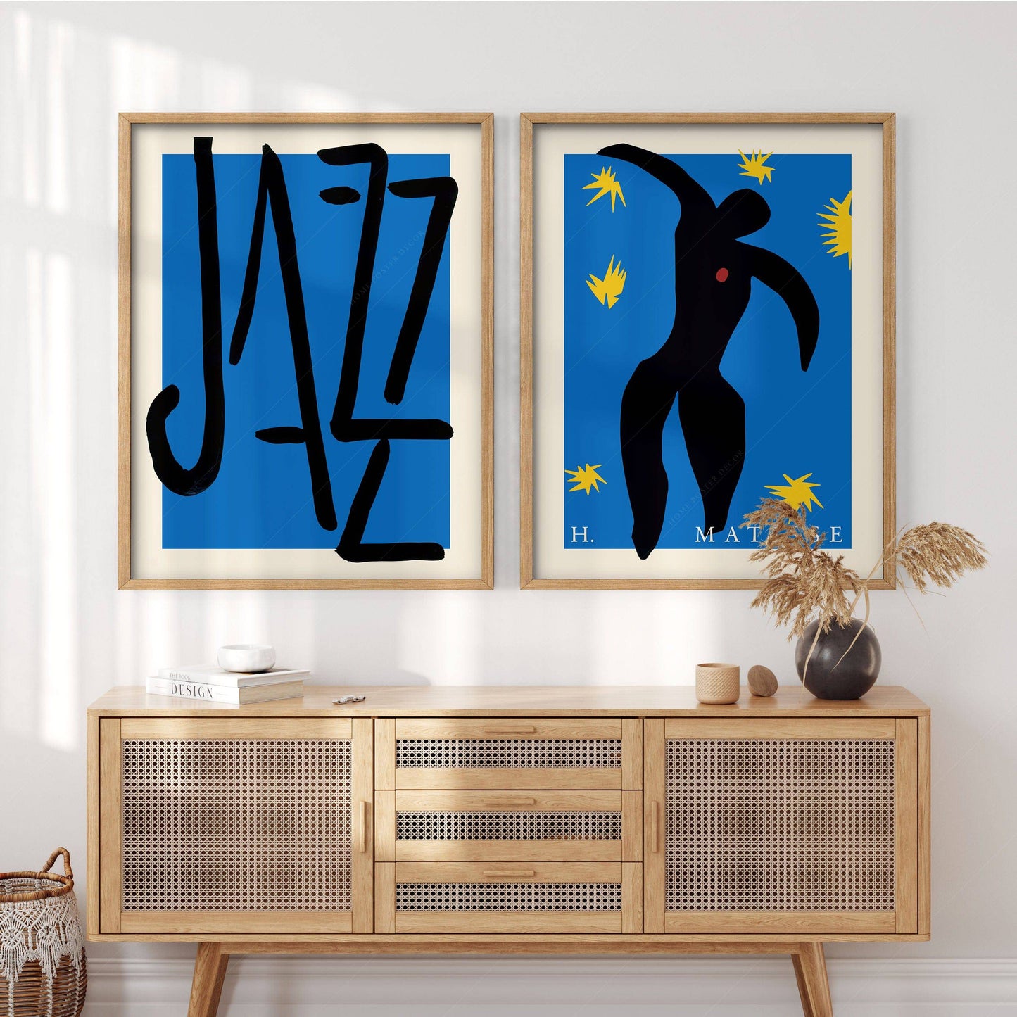 Matisse Poster, Jazz Print, Set of 2, Indigo Blue and Black