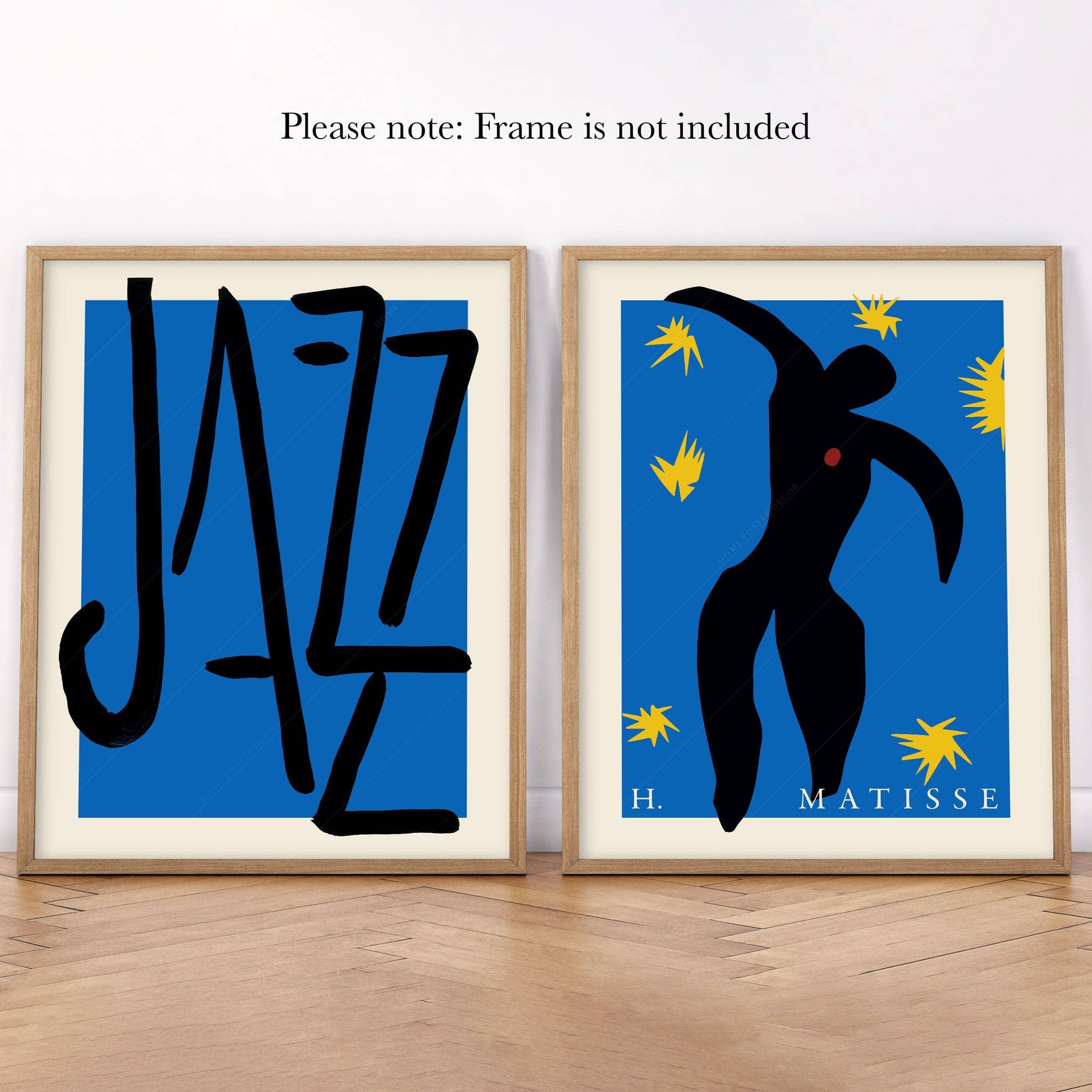 Matisse Poster, Jazz Print, Set of 2, Indigo Blue and Black