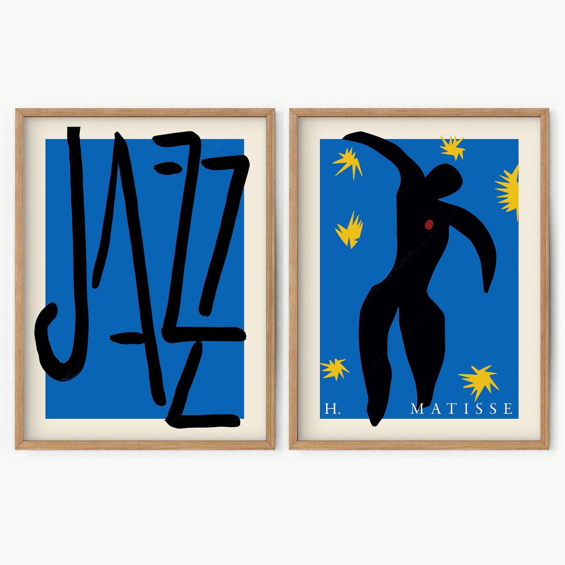 Matisse Poster, Jazz Print, Set of 2, Indigo Blue and Black