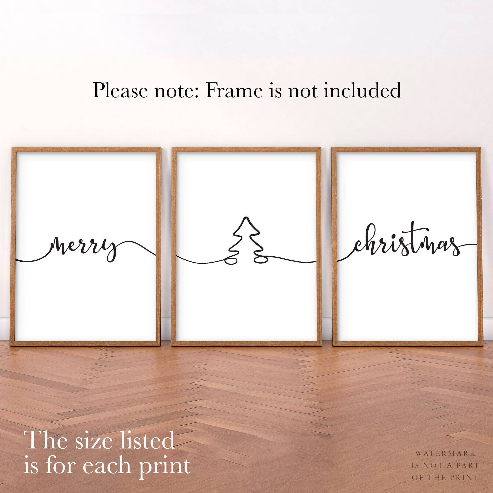 Merry Christmas Wall Art, Christmas Wall Decor, Set of 3 Prints, Party Decor