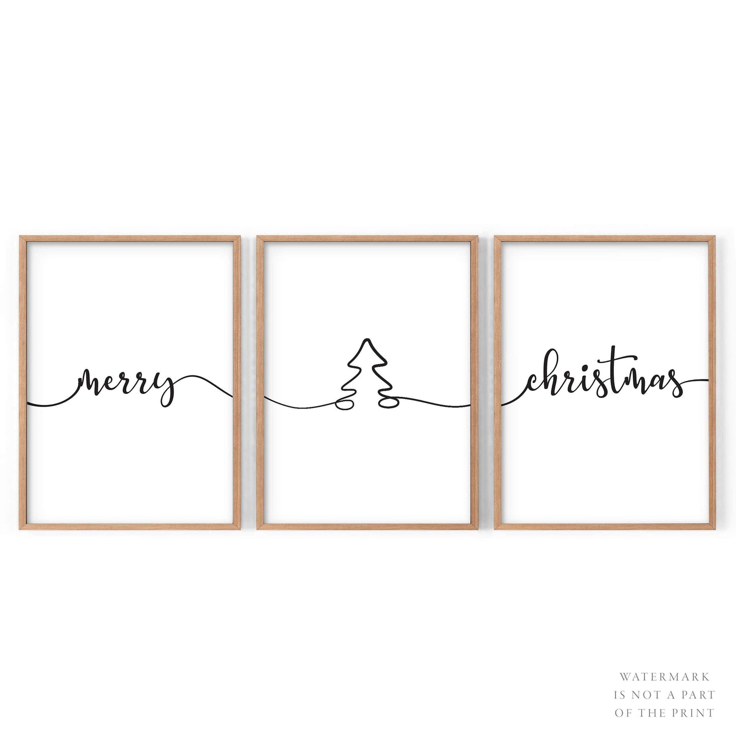 Merry Christmas Wall Art, Christmas Wall Decor, Set of 3 Prints, Party Decor