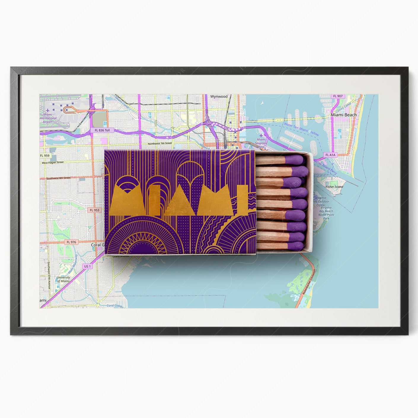 Miami Print, Matchbox Photo, Map City Wall Art