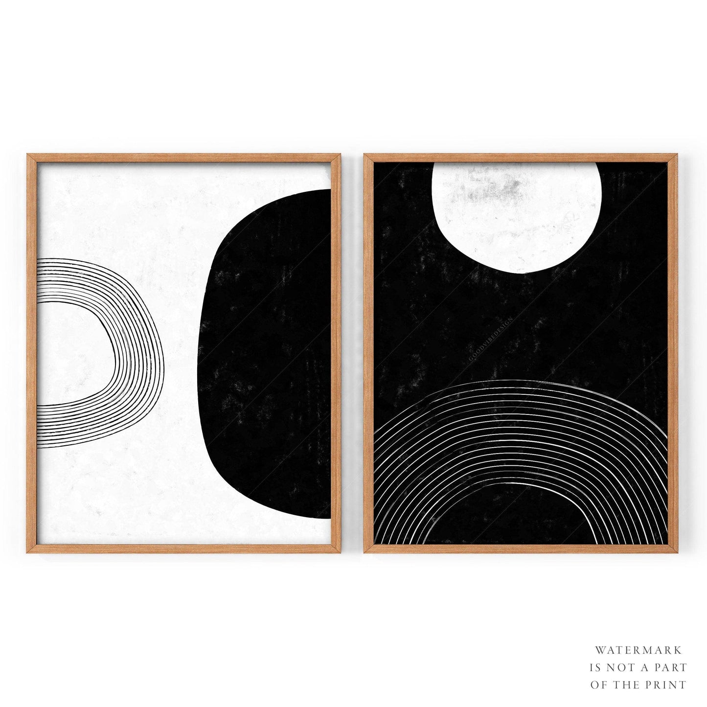 Mid Centrury Modern, 2 Piece Wall art, Black White Poster