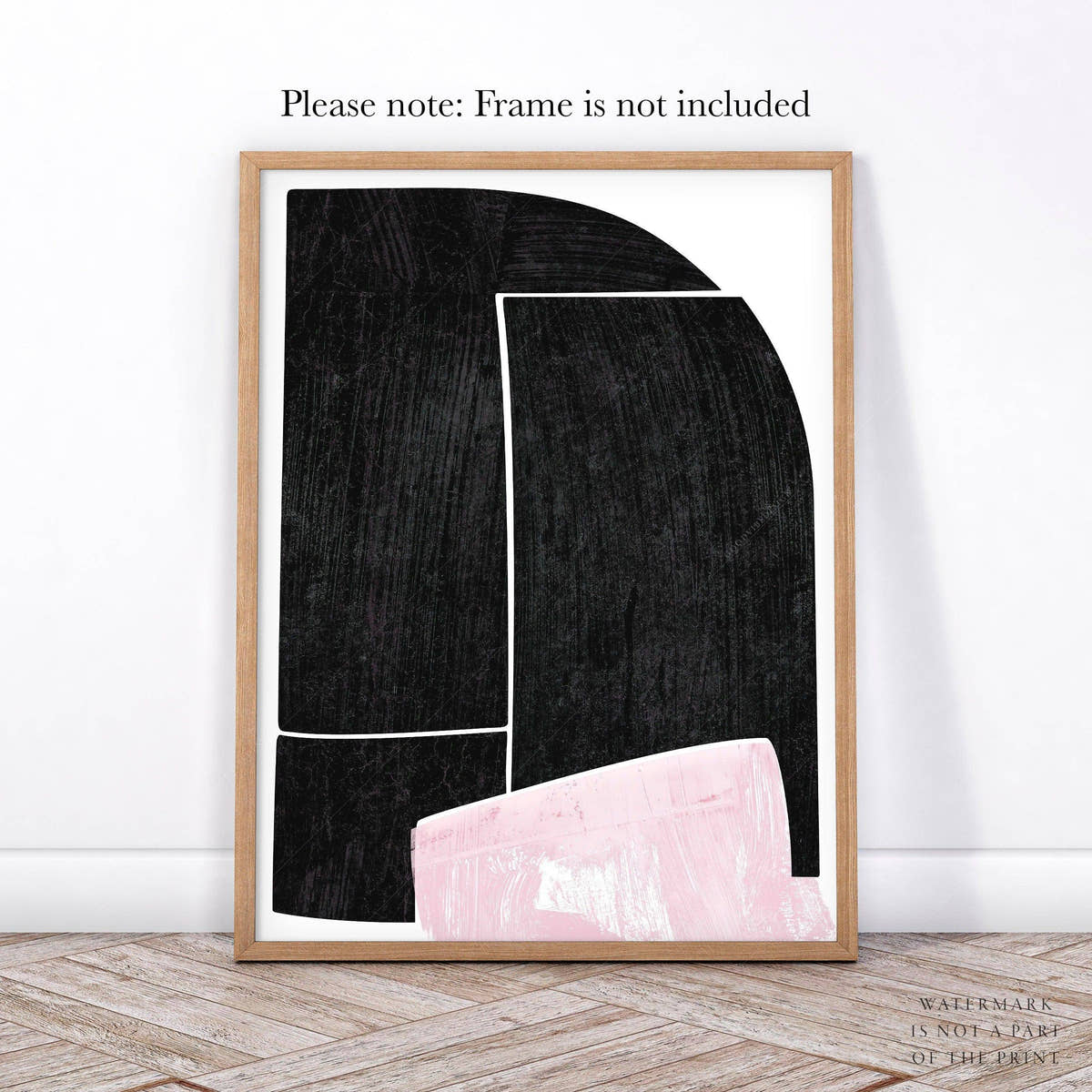 Mid-Century Modern Print, Elegant wall decor, Black Pink and white color