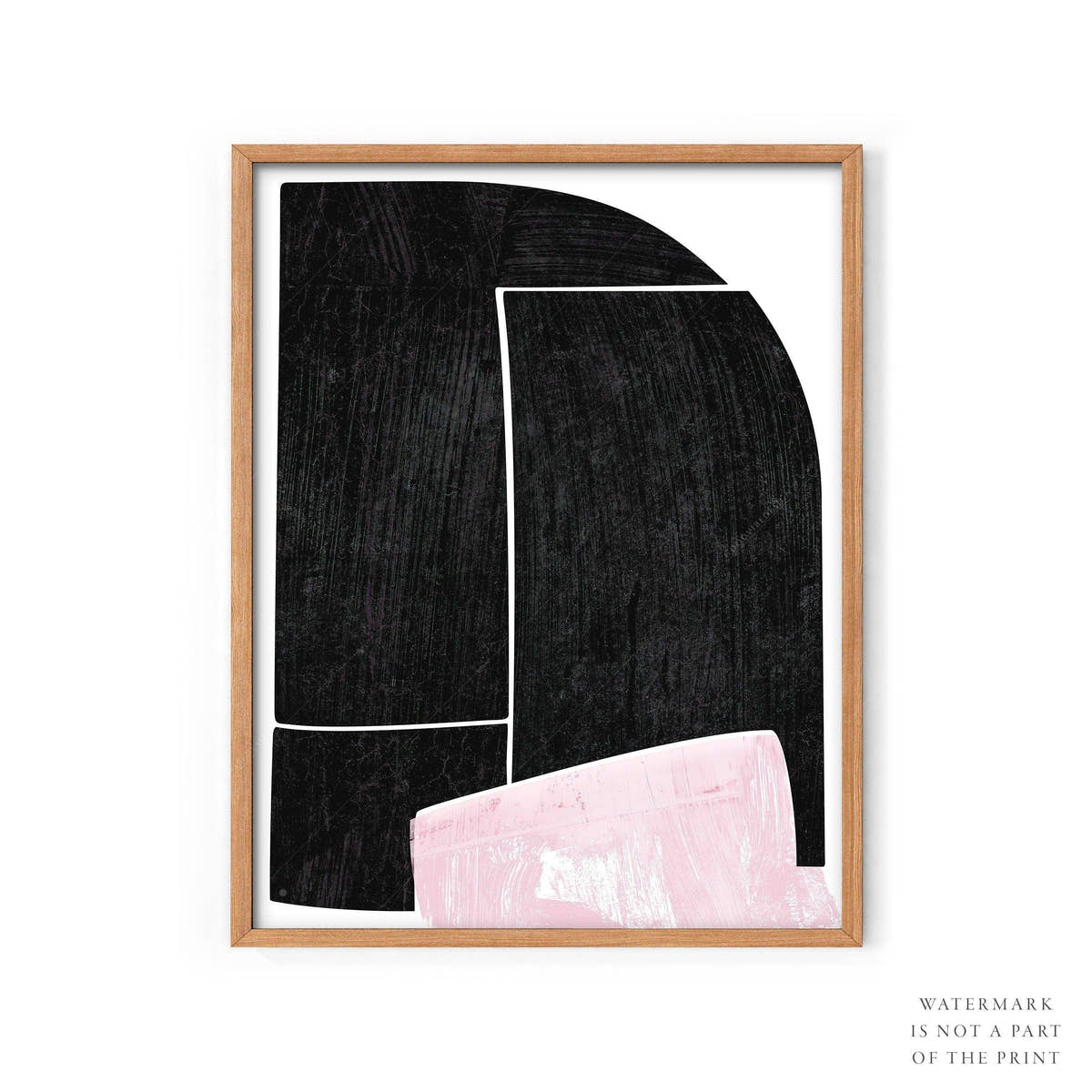 Mid-Century Modern Print, Elegant wall decor, Black Pink and white color