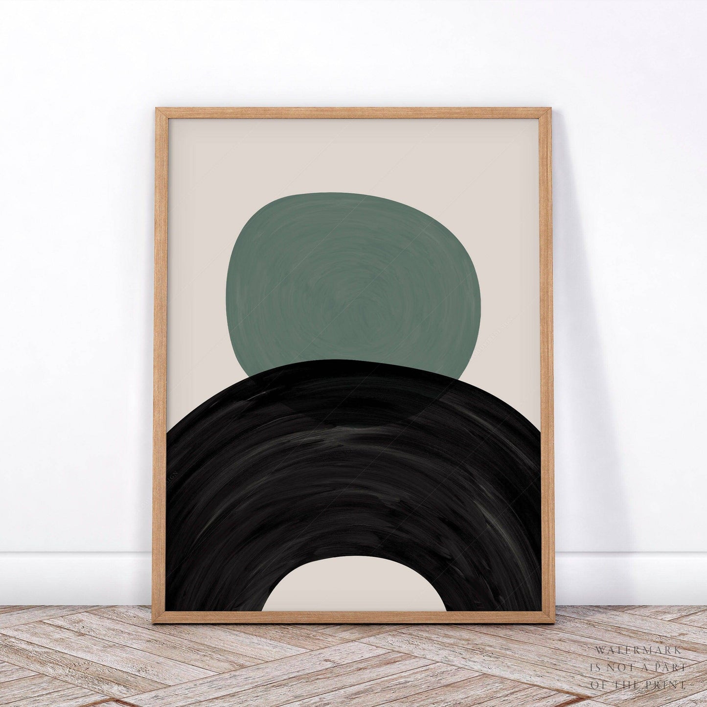 Mid-Century Modern Prints, 2 Piece Wall Art, Black green and beige colors