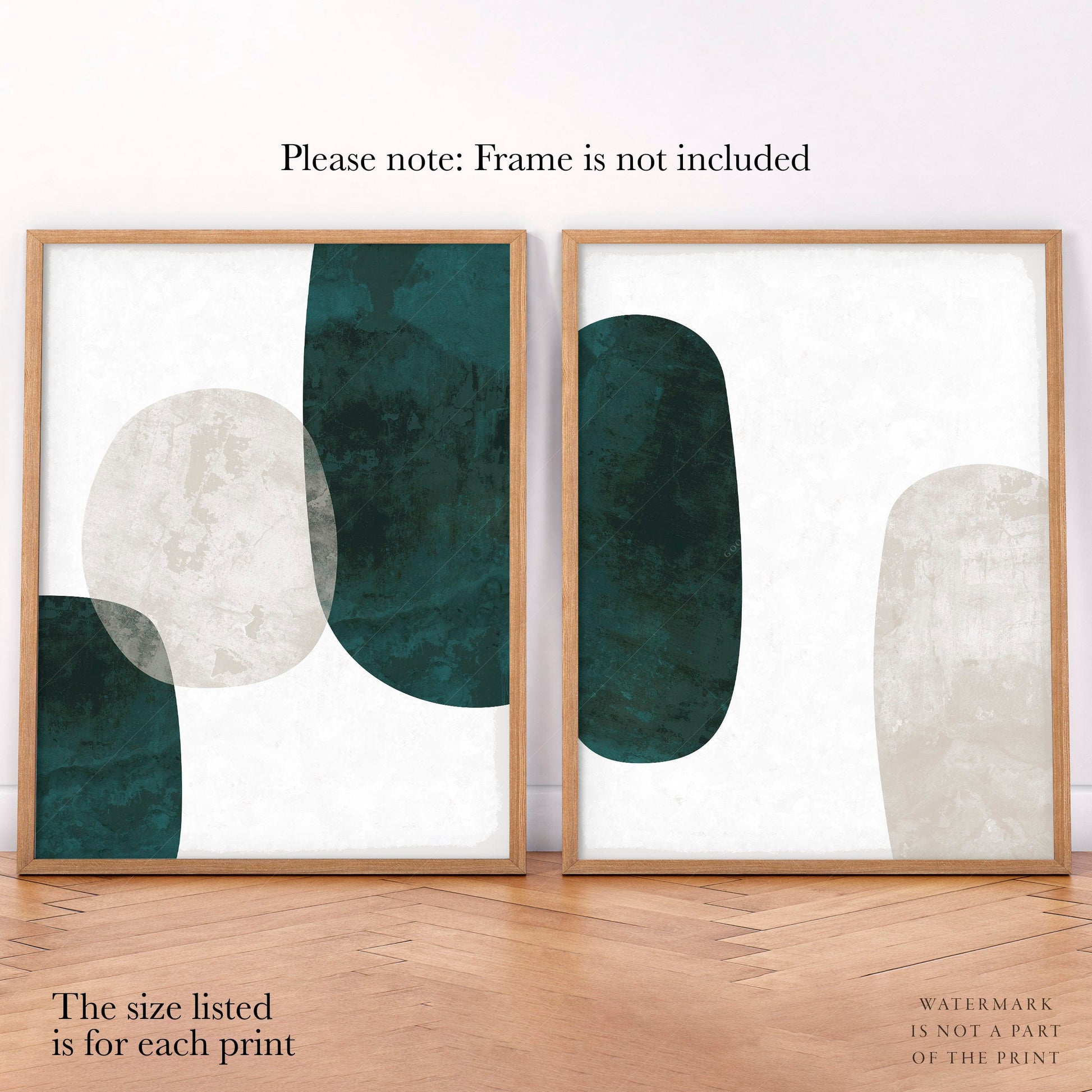 Mid-Century Modern Prints, 2 Piece Wall Art, Organic shapes