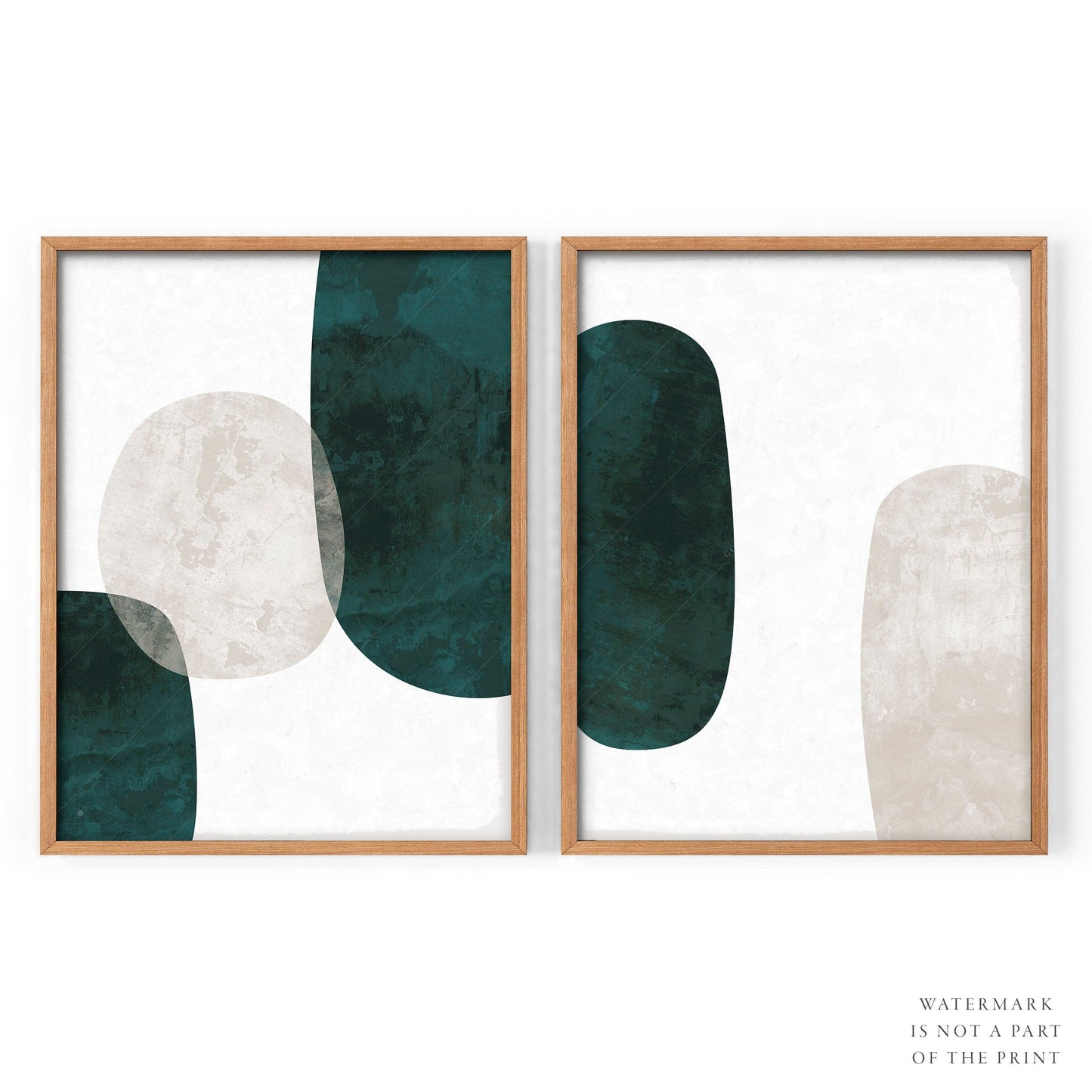 Mid-Century Modern Prints, 2 Piece Wall Art, Organic shapes