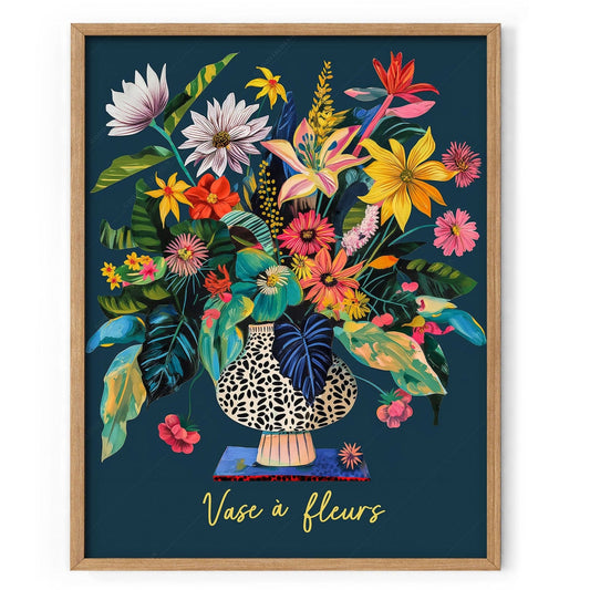 Modern Flower in Vase Illustration, Vibrant Colors