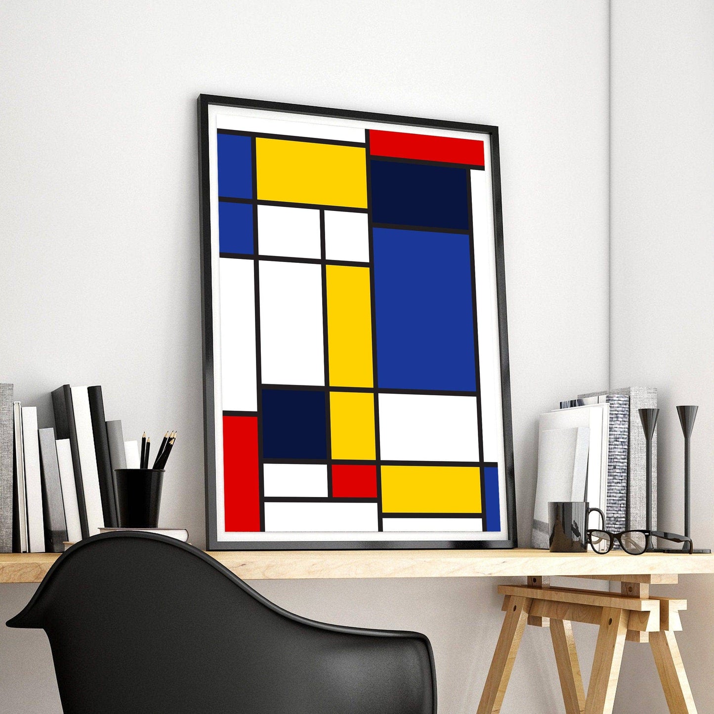 Mondrian Print, Abstract Wall Decor, Geometric Print