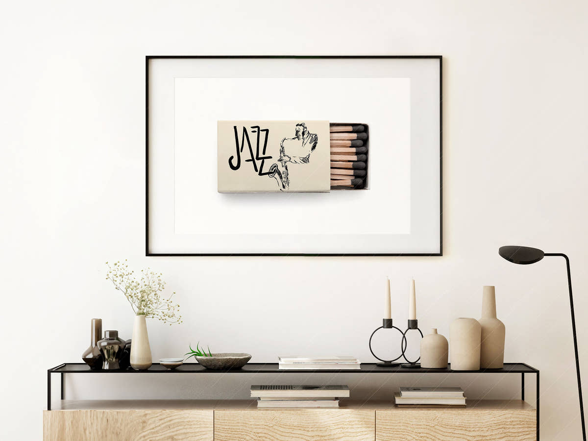 Music lover poster, Jazz wall art, Vintage matchbox wall art