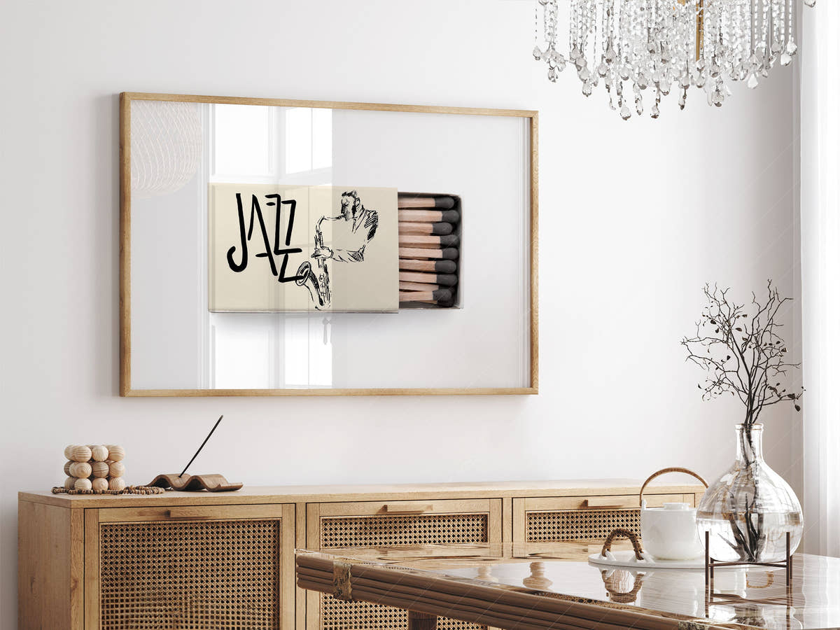 Music lover poster, Jazz wall art, Vintage matchbox wall art