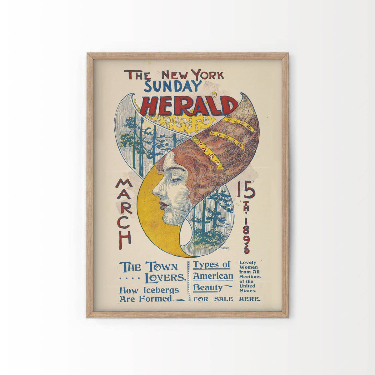 NYC Sunday Herald poster, Vintage posters, New York City