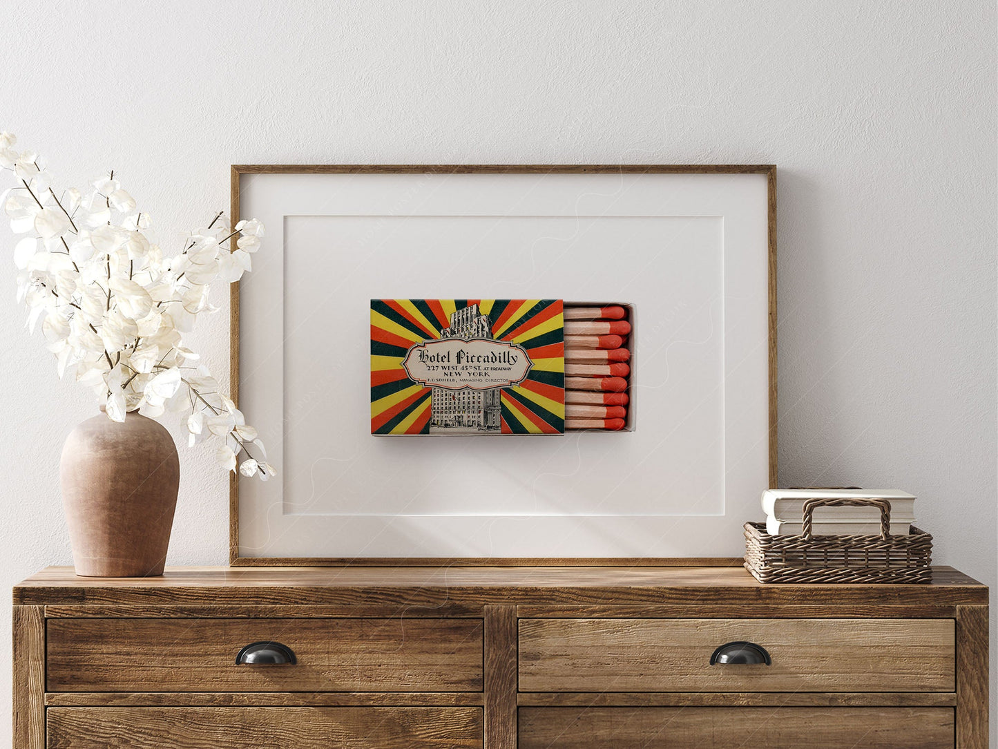 New York Wall Art, Hotel Piccadilly, Vintage matchbox print