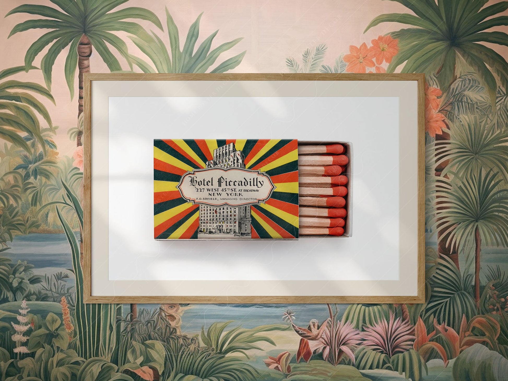 New York Wall Art, Hotel Piccadilly, Vintage matchbox print