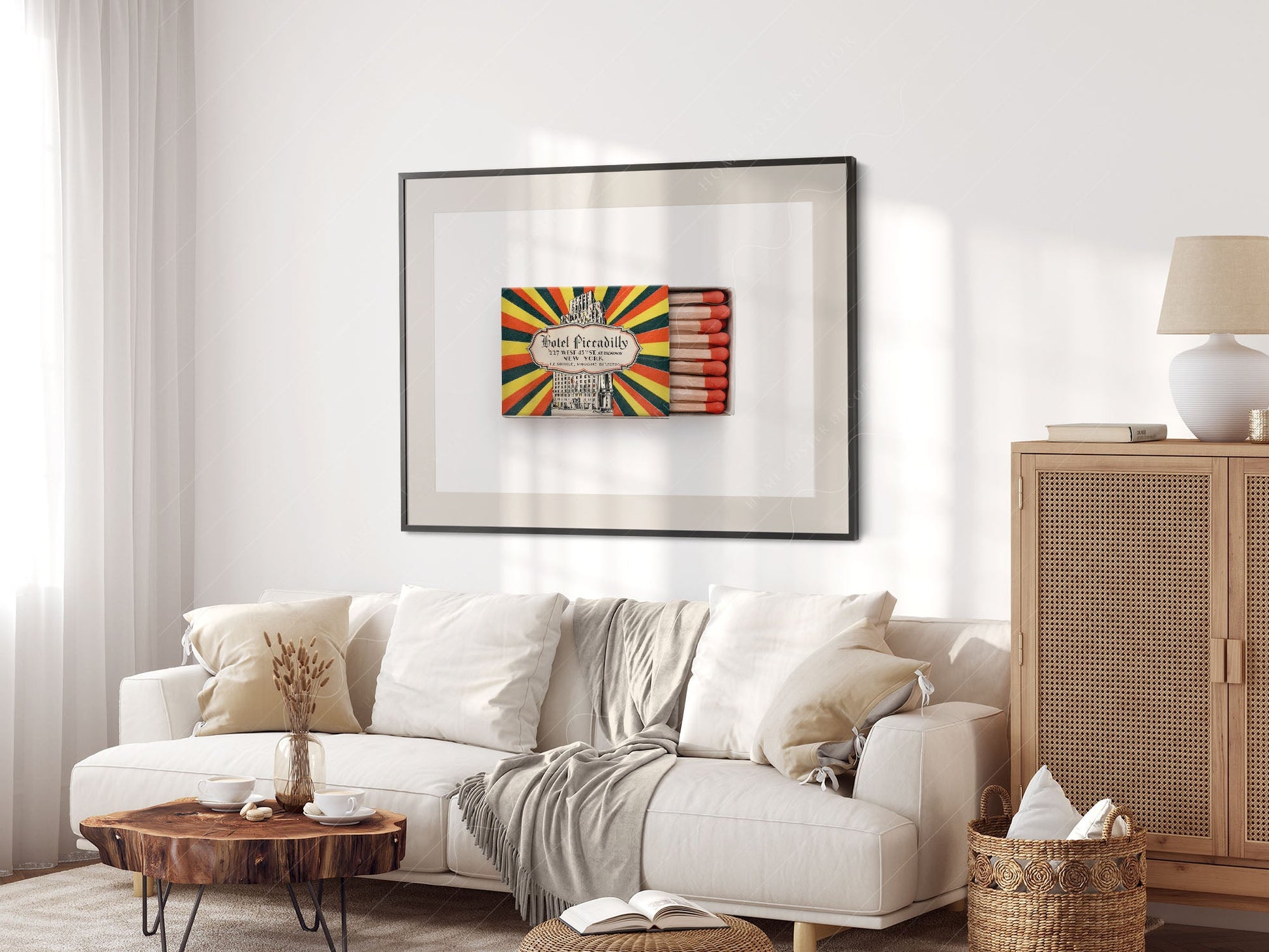 New York Wall Art, Hotel Piccadilly, Vintage matchbox print