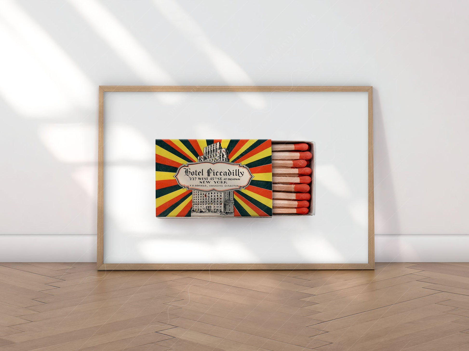 New York Wall Art, Hotel Piccadilly, Vintage matchbox print