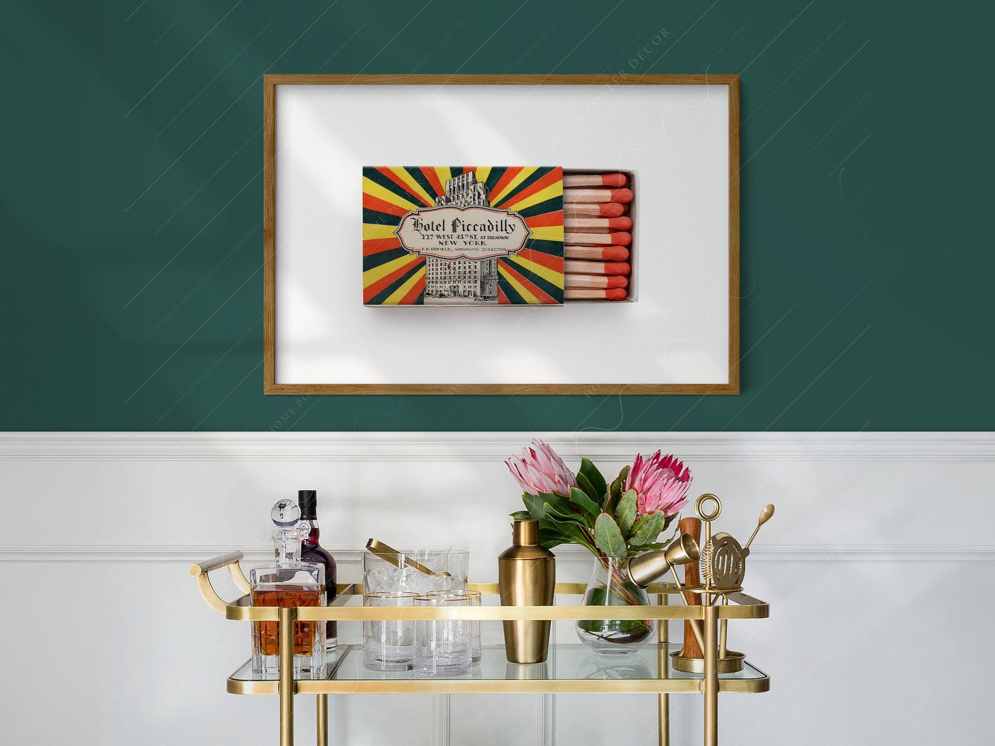 New York Wall Art, Hotel Piccadilly, Vintage matchbox print