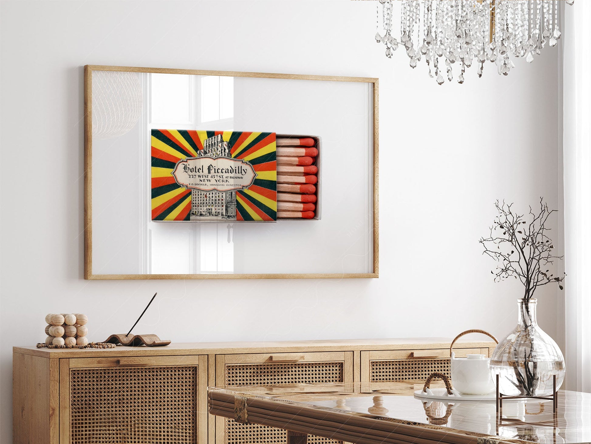 New York Wall Art, Hotel Piccadilly, Vintage matchbox print