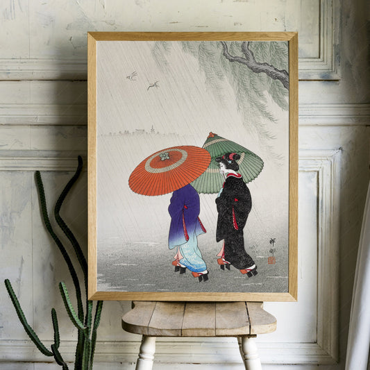 Ohara Koson Poster, Two Woman in the rain,