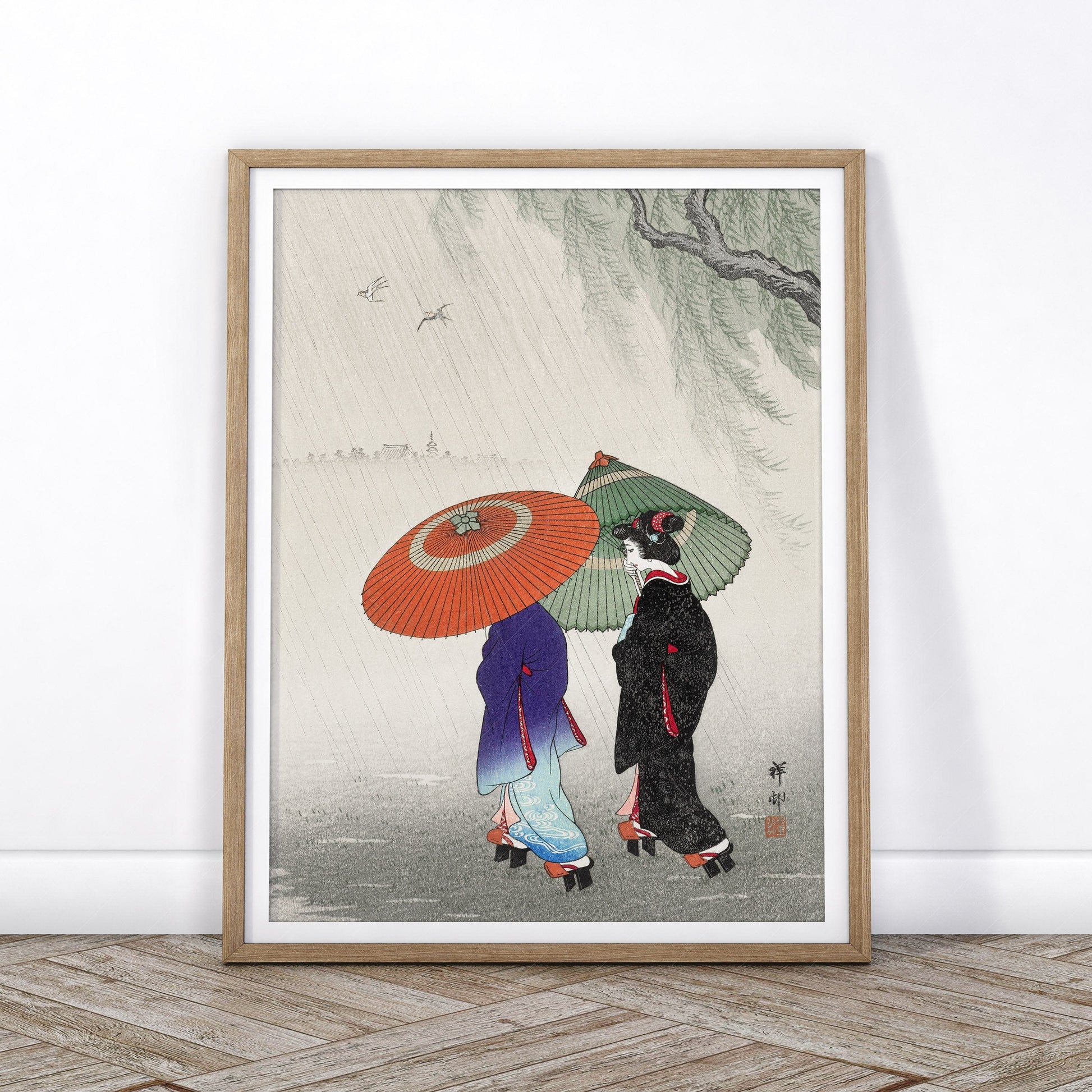 Ohara Koson Poster, Two Woman in the rain,