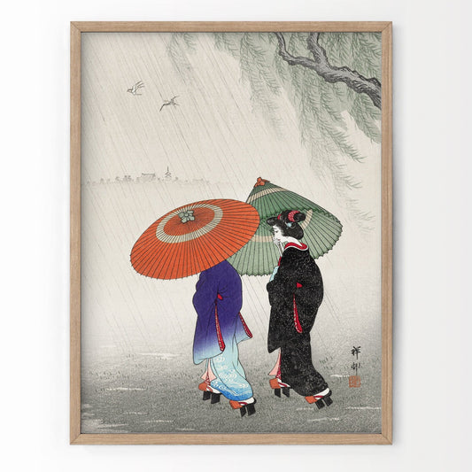 Ohara Koson Poster, Two Woman in the rain,