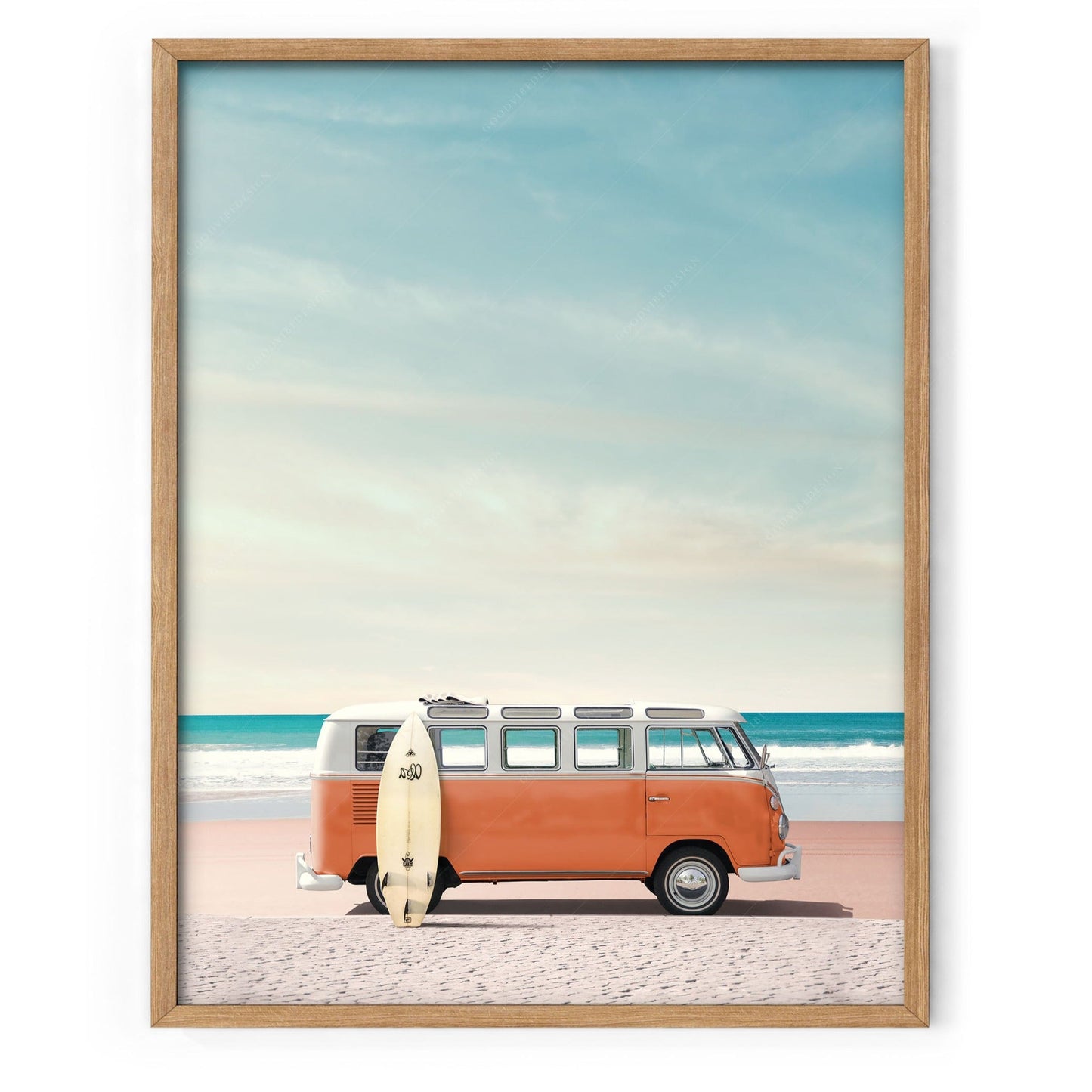 Orange Van Print, Surfboard Photo, Retro Poster