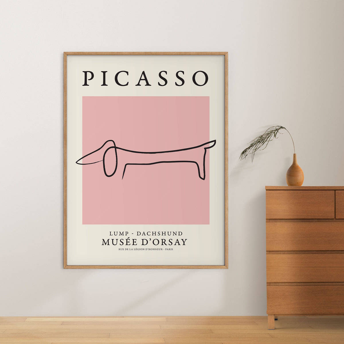 Pablo Picasso Fine Art, Dog dachshund, Pink color