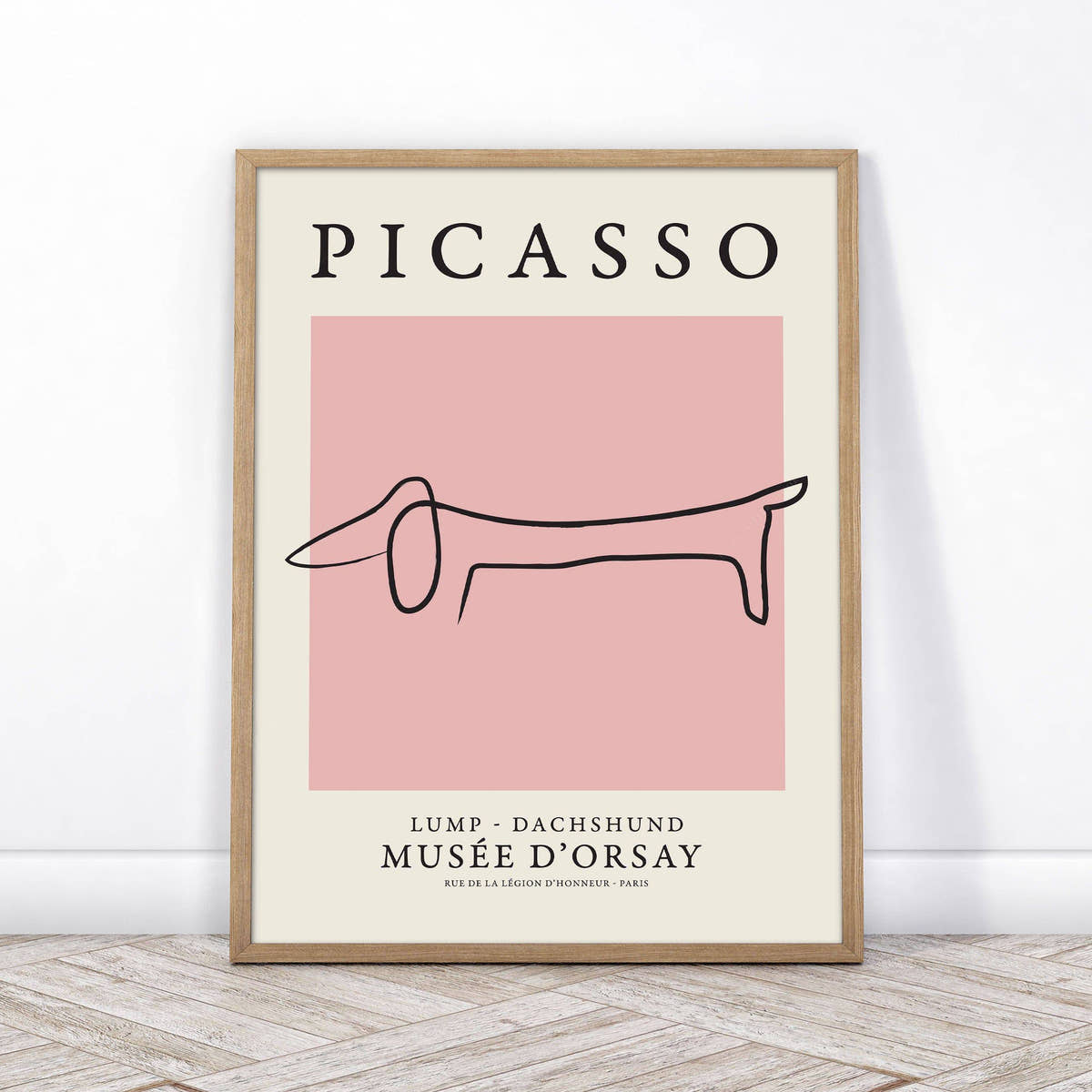 Pablo Picasso Fine Art, Dog dachshund, Pink color