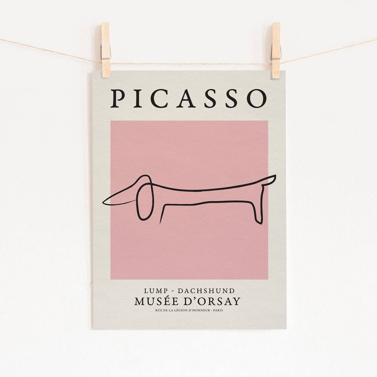 Pablo Picasso Fine Art, Dog dachshund, Pink color