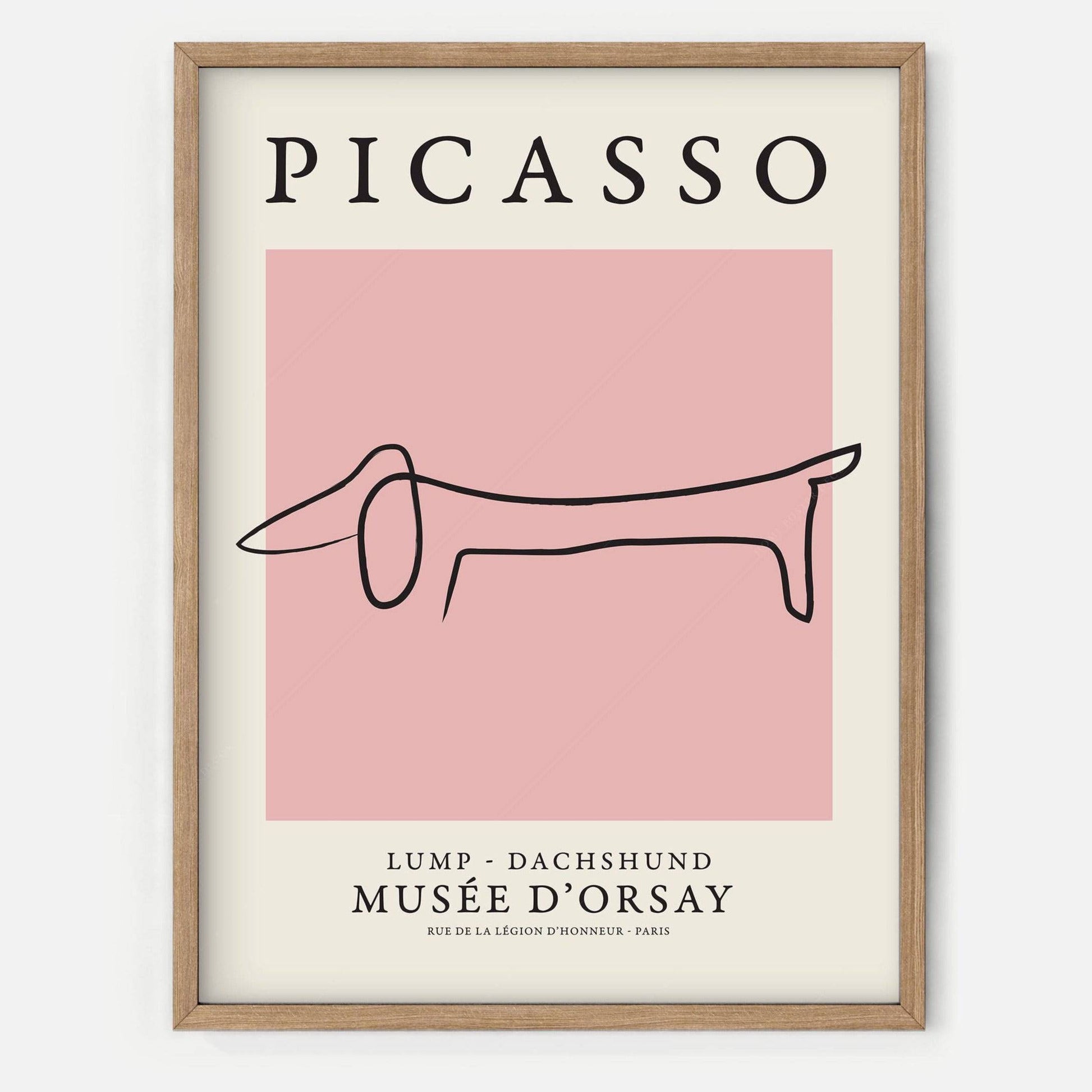 Pablo Picasso Fine Art, Dog dachshund, Pink color