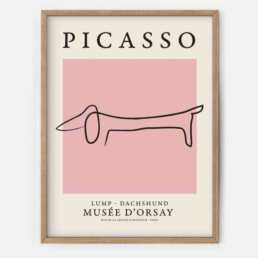 Pablo Picasso Fine Art, Dog dachshund, Pink color