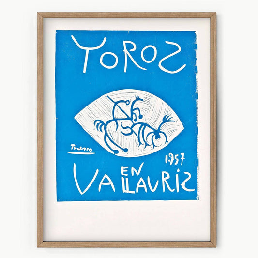 Pablo Picasso, Toros en Vallauris, Linocut in blue print