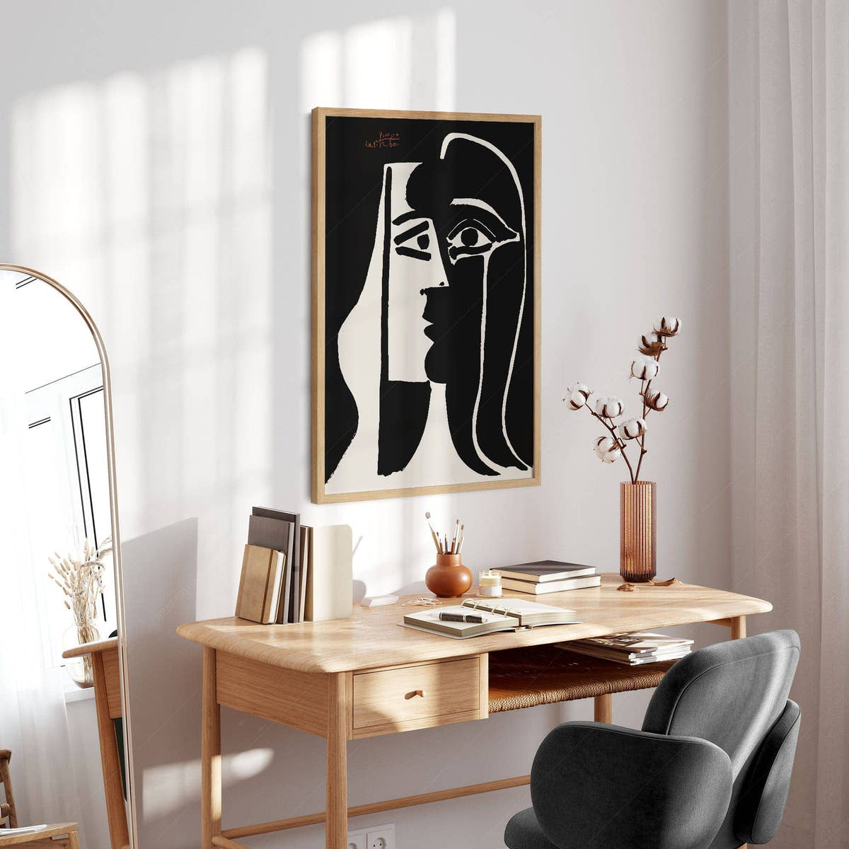 Pablo Picasso, Two Faces, Black White Wall Art