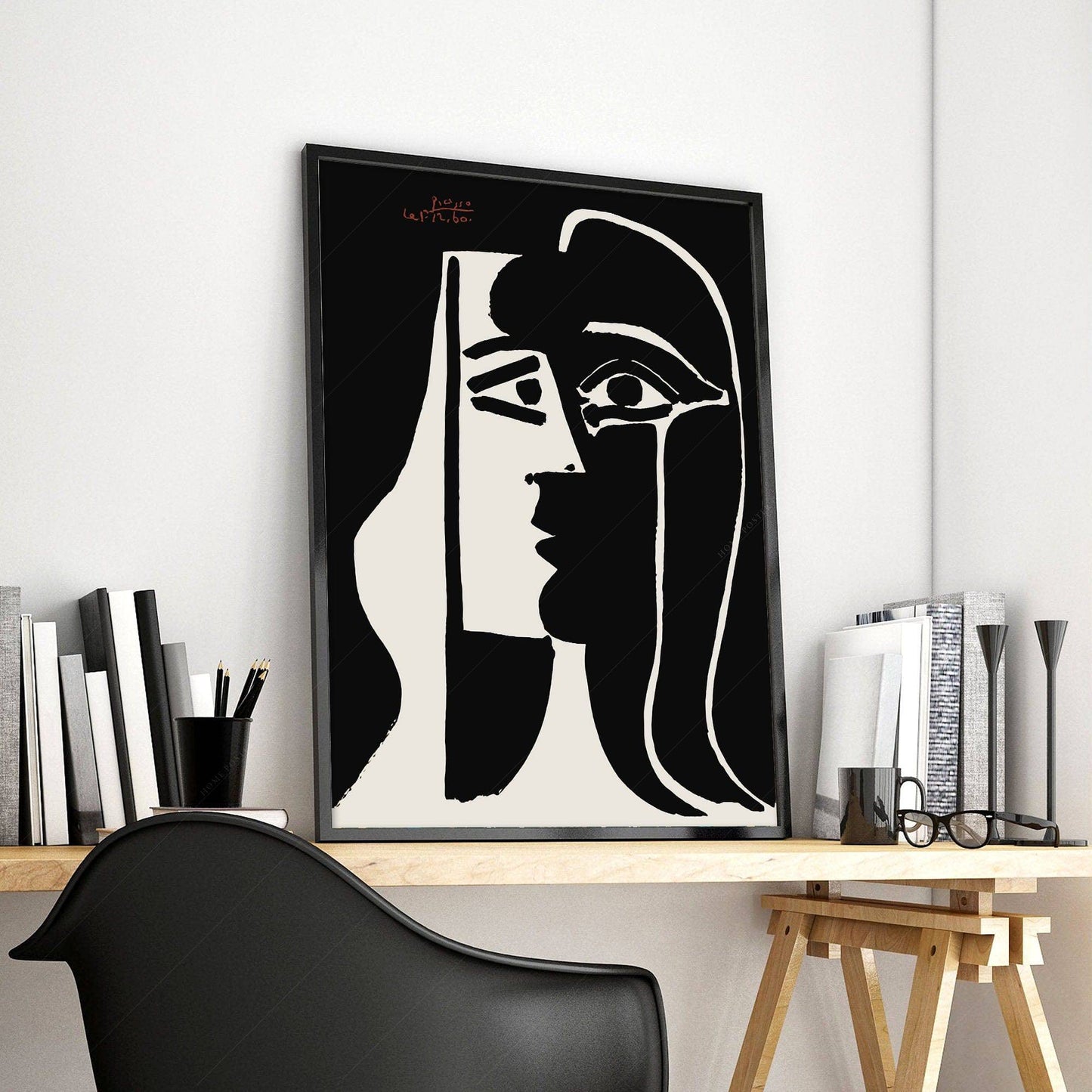 Pablo Picasso, Two Faces, Black White Wall Art