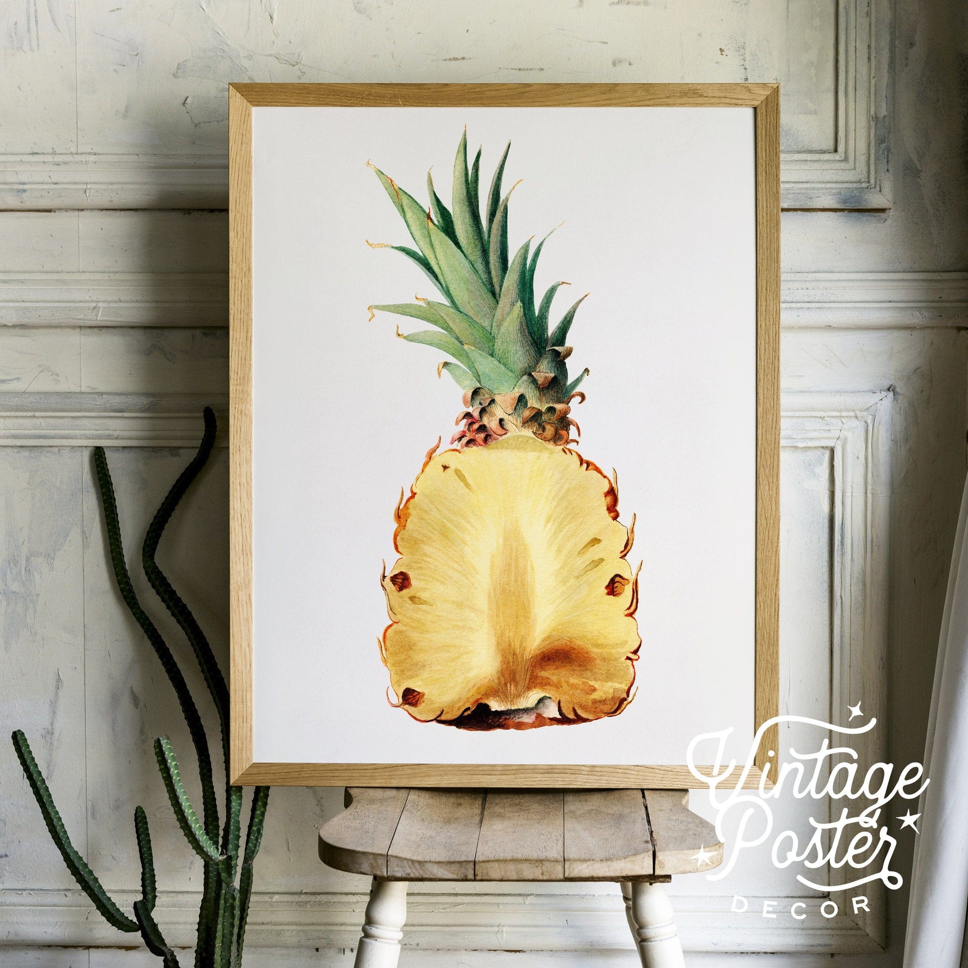 Pineapple Print, Fruit Poster, Botanical Fruit, Kitchen Wall Decor