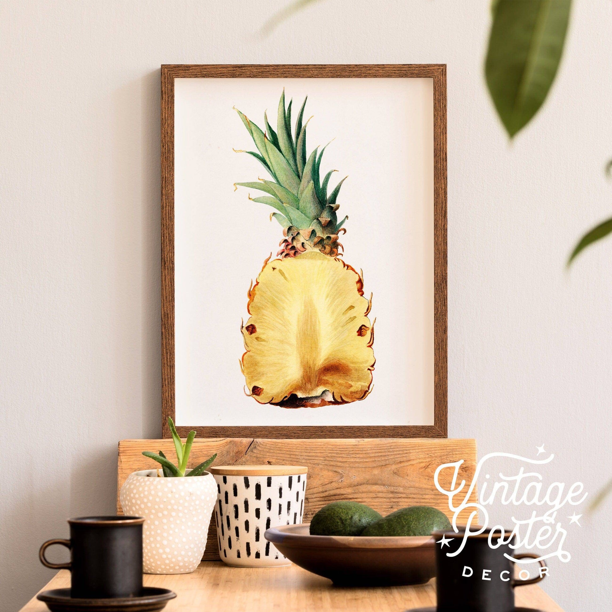 Pineapple Print, Fruit Poster, Botanical Fruit, Kitchen Wall Decor